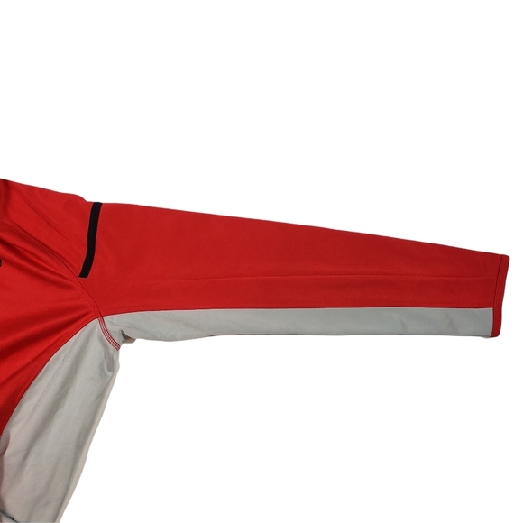 Fila Red Gray Colorblock Track Jacket Sz S Fleece Lined Full Zip Long Sleeved - Picture 7 of 13